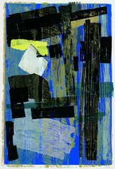 Composition Q by Hideo Hagiwara, Woodcut, sold May 2002