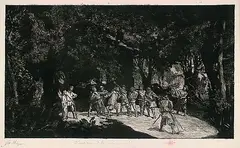 Simplicius unter den Soldaten by Max Klinger, Etching, sold May 2002