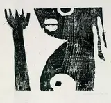 Wilhelm Loth, 3 Bll.: Abstrakte Kompositionen (2). Frauenportrait, 1950, Woodcut