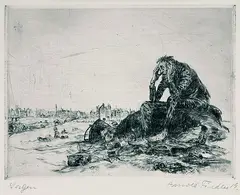 Arnold Fiedler, 3 Bll.: Die Angst. Sorgen. Traum, Etching