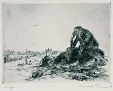 Arnold Fiedler, 3 Bll.: Die Angst. Sorgen. Traum, Etching