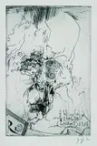 Horst Janssen, 2 Bll.: Tantchen. Halb tot vor Glück, Etching