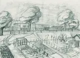 Arnold Fiedler, 2 Bll.: Gärtnerei, Pencil drawing