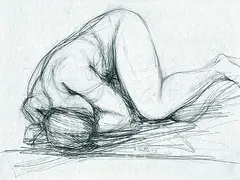 Karin Witte, Liegender weiblicher Akt, 1973, Pencil drawing