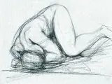 Karin Witte, Liegender weiblicher Akt, 1973, Pencil drawing