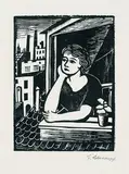 Georg Schrimpf, Mädchen, aus einem Dachfenster schauend