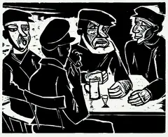 In der Kneipe (Kajüte) by Max Pechstein, 1922, Woodcut, sold May 2002