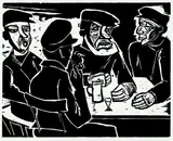 Max Pechstein, In der Kneipe (Kajüte), 1922, Woodcut