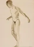 Elena Luksch-Makowsky, Männlicher Akt, 1936, Brush and Indian ink drawing