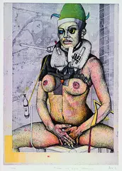 Wolfgang Petrick, Mädchen mit kleiner Schwimmweste, 1973, Colour etching