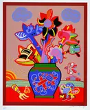 Simon Dittrich, Blumenstrauß mit Sonne, 1973, Silkscreen printed in colours