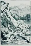 Max Klinger, 3 Bll.: Kämpfende Centauren. Mondnacht. Bergsturz, 1881, Etching