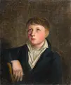 Ferdinand Georg Waldmüller, (Nachfolge), Bildnisstudie eines jungen Mannes. 2. Viertel 19. Jh, Öl auf Leinwand, auf kräftige Malpappe maroufliert