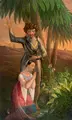 Franz Pforr, Unbekannter Deutschrömer oder Nazarener, Hagar an der Quelle. Wohl 1820er/1830er Jahre, Öl auf Leinwand, auf dem originalen Spannrahmen