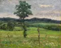 Margarete von Baczko, Landschaft bei Weimar (?). Wohl um 1900, Öl auf Malpappe