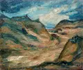 Bartold Asendorpf, Dünenlandschaft mit Weg, 1913, Öl auf Leinwand
