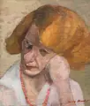 Gussy Hippold-Ahnert, Rothaarige, 1931, Öl auf Sperrholz