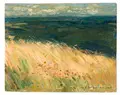 Robert Sterl, Sommerlandschaft mit Kornfeld, Um 1901–1902, Öl auf Malpappe