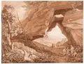 Adrian Zingg, Die Kleinsteinhöhle an der Einmündung des Goldbaches in den Saupsdorfer Bach in der Sächsischen Schweiz