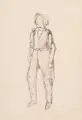 Ferdinand von Rayski, (zugeschr.), Stehender Knabe. Mitte 19. Jh, Bleistiftzeichnung