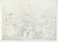 Moritz Retzsch, Die Weinlese, 1842, Bleistiftzeichnung auf Velin