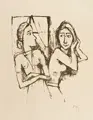Karl Hofer, Zwei Mädchen am Fenster, 1923, Lithografie auf kräftigem Japan