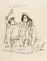 Karl Hofer, Drei badende Mädchen, 1923, Lithografie auf Japan