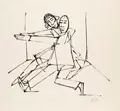 Karl Hofer, Zwei Tanzende, 1922, Lithografie auf "JW Zanders" Bütten