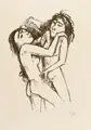 Karl Hofer, Zwei Mädchen, tanzend, 1923, Lithografie auf kräftigem Japan