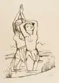 Karl Hofer, Zwei Mädchen im Wasser, 1923, Lithografie auf kräftigem Japan