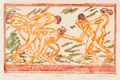 Ludwig von Hofmann, Tanzgruppe, 1912, Farbholzschnitt auf feinem, weißen Japan
