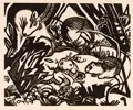 Franz Marc, Tierlegende, 1912, Holzschnitt auf leichtem Velin