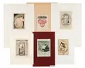 Walter Zeising, 13 Exlibris und drei Gelegenheitsgrafiken. Mind. von 1912–1924, 13 Radierungen / zwei Holzschnitte / eine Temperamalerei auf schwarzem Tonpapier