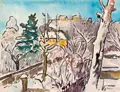 Erhard Hippold, Villa / Straße in Radebeul, 1948, Zwei Aquarelle