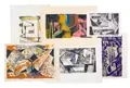 Erhard Hippold, Fünf Farbmonotypien / Monotypie, 1954–1959, Sechs Farbmonotypien bzw