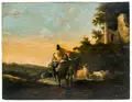 Nicolaes Claesz Pietersz. Berchem, (nach), Der Dudelsackspieler. 1644– 1645. Wohl 17. Jh, Öl auf Eichentafel