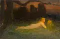 Hermann Hendrich, Liegendes Mädchen mit Königin der Nacht. Wohl 1890er Jahre, Öl auf Leinwand