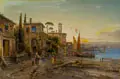 Leonhard Paulus, Abendliche Stadt an der italienischen Riviera (?), Um 1900, Öl auf Leinwand