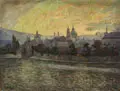 Ladislav Zítek, Prag – Blick über die Moldau auf die Altstadt im Abendlicht, Um 1910, Öl auf Leinwand