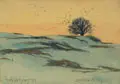 Otto Altenkirch, Winterabend auf dem Heller, 1916, Aquarell