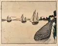 Siegfried Berndt, Die Mole, Farbholzschnitt auf gelblichem Japan