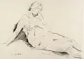 Willy Jaeckel, Ruhende, Wohl 1916, Kohlestiftzeichnung