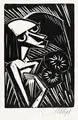 Emil Maetzel, Mann mit Blumen, 1920, Linolschnitt auf Bütten