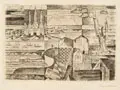 Paul Adolf Seehaus, Russisches Dorf, 1917, Radierung auf gelblichem Similijapan