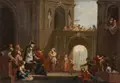 Johannes von Nepomuk, Barocker Meister, Der Heilige Johannes von Nepomuk als Advokat der Armen und Kranken. Wohl spätes 17. Jh, Öl auf Leinwand, doubliert