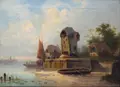 Cölestin Brügner, Holländischer Hafen, 1845, Öl auf Leinwand