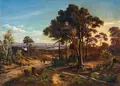 Johann Anton Castell, Blick auf Dresden vom Wolfshügel, Wohl 1861, Öl auf Leinwand
