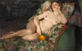 Ernst Heilemann, Liegender weiblicher Akt mit Orange. Wohl 1. Viertel 20. Jh, Öl auf Leinwand