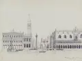 Frommherz Lobegott Marx, Markusplatz in Venedig / Baptisterium zu Vicovaro, Pisa / Jupitertempel in Rom / Neptunstempel in Paestum. 1834– 1835, Vier Bleistiftzeichnungen