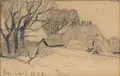 Otto Altenkirch, Born, Grafitzeichnung auf chamoisfarbenem Papier